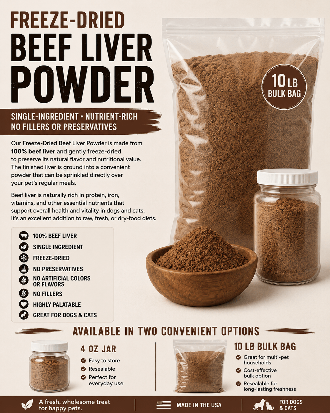 Private Label Beef Liver Powder Freeze Dried - Totally Raw